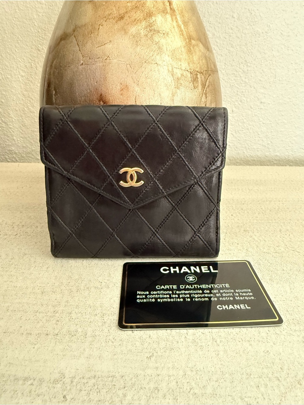 CHANEL Bicolore Quilted Matelasse CC Logo Lambskin Bifold Wallet